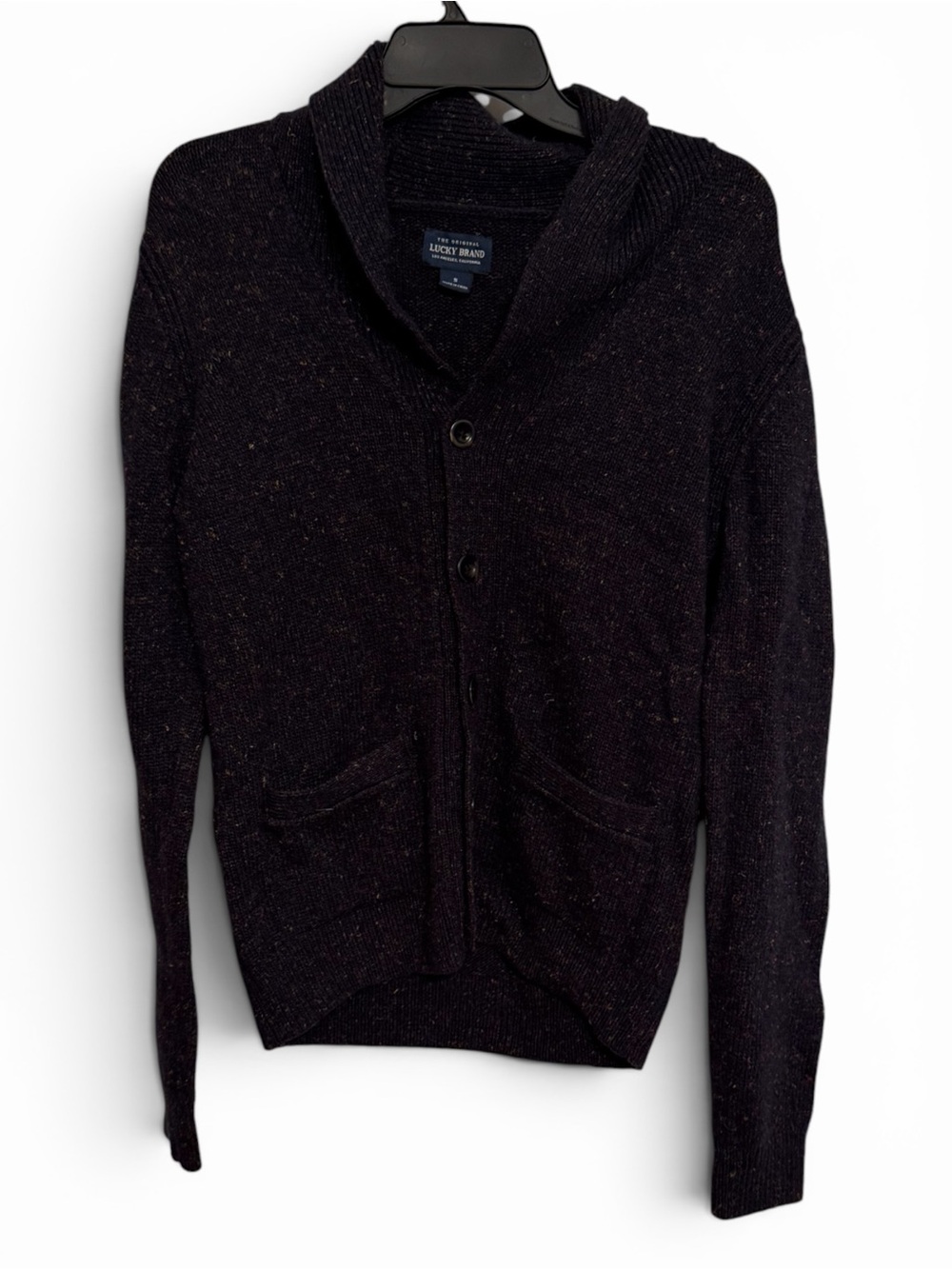 Lucky Brand Men's Dark Black Shawl Collar Cardigan